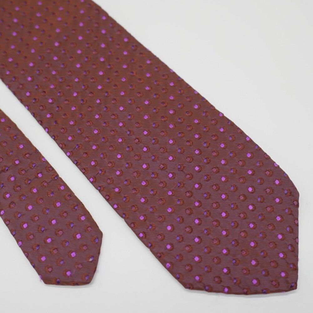 Boss Hugo Boss Reddish Purple Woven Polka Dot Short‎ Silk Tie